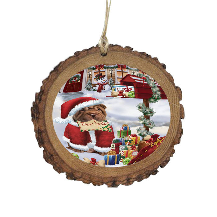 Shar Pei Dog Dear Santa Letter Christmas Holiday Mailbox Wooden Christmas Ornament WOR49081