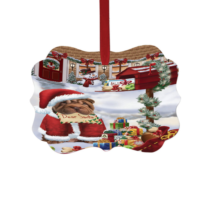 Shar Pei Dog Dear Santa Letter Christmas Holiday Mailbox Double-Sided Photo Benelux Christmas Ornament LOR49081