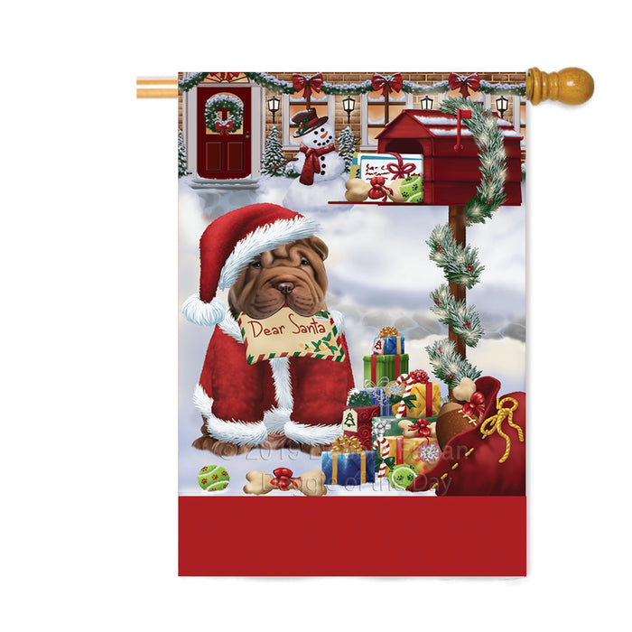 Personalized Happy Holidays Mailbox Shar Pei Dog Christmas Custom House Flag FLG-DOTD-A60025