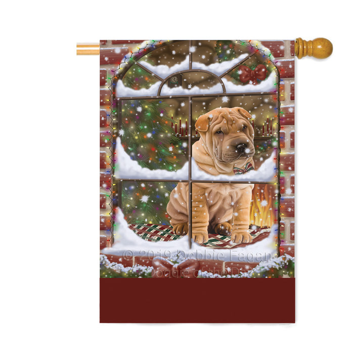 Personalized Please Come Home For Christmas Shar Pei Dog Sitting In Window Custom House Flag FLG-DOTD-A60257