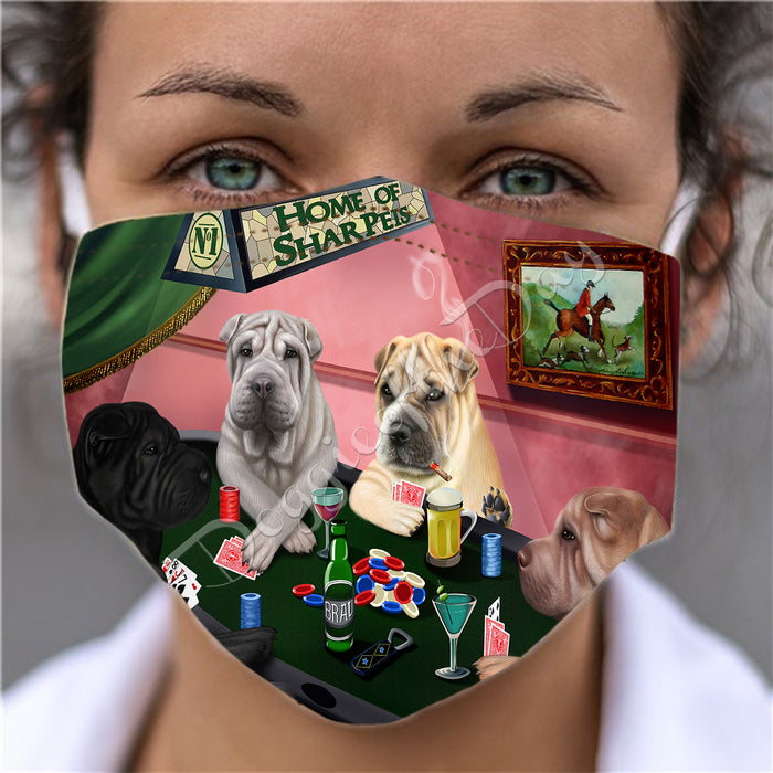 Home of Shar Pei Dogs Playing Poker Face Mask FM49820