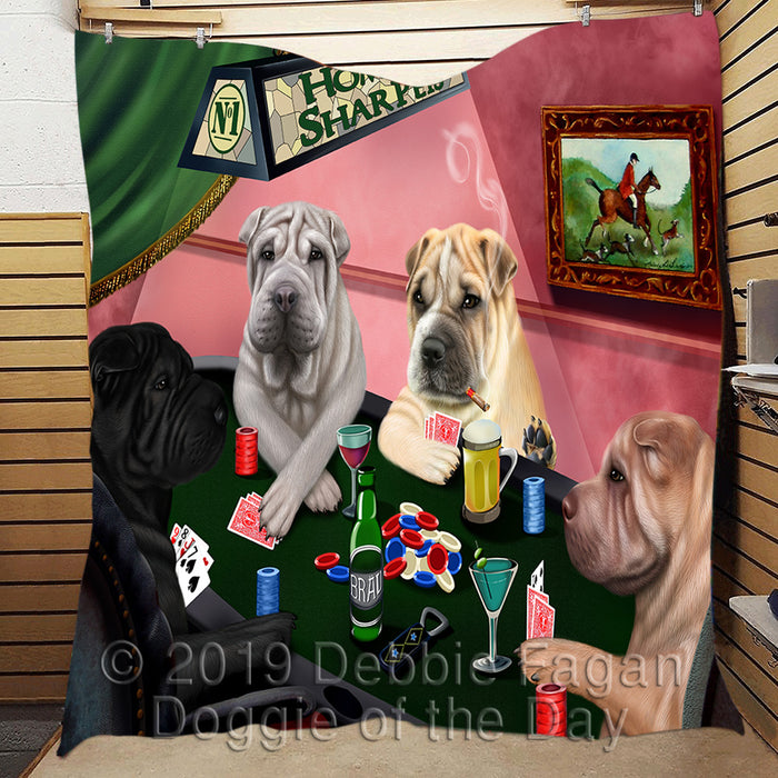 Home of  Shar Pei Dogs Playing Poker Quilt