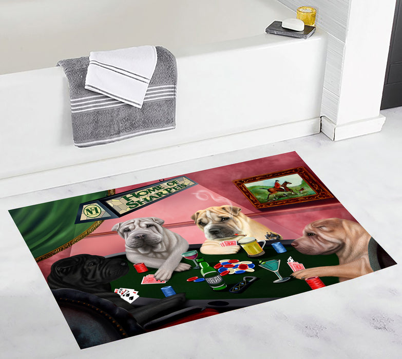 Home of  Shar Pei Dogs Playing Poker Bath Mat