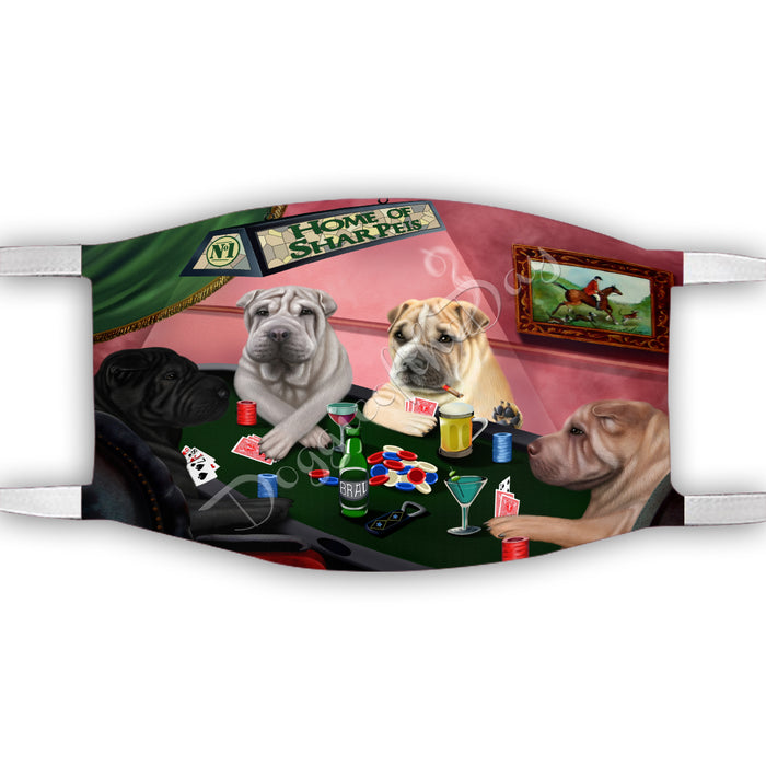 Home of Shar Pei Dogs Playing Poker Face Mask FM49820