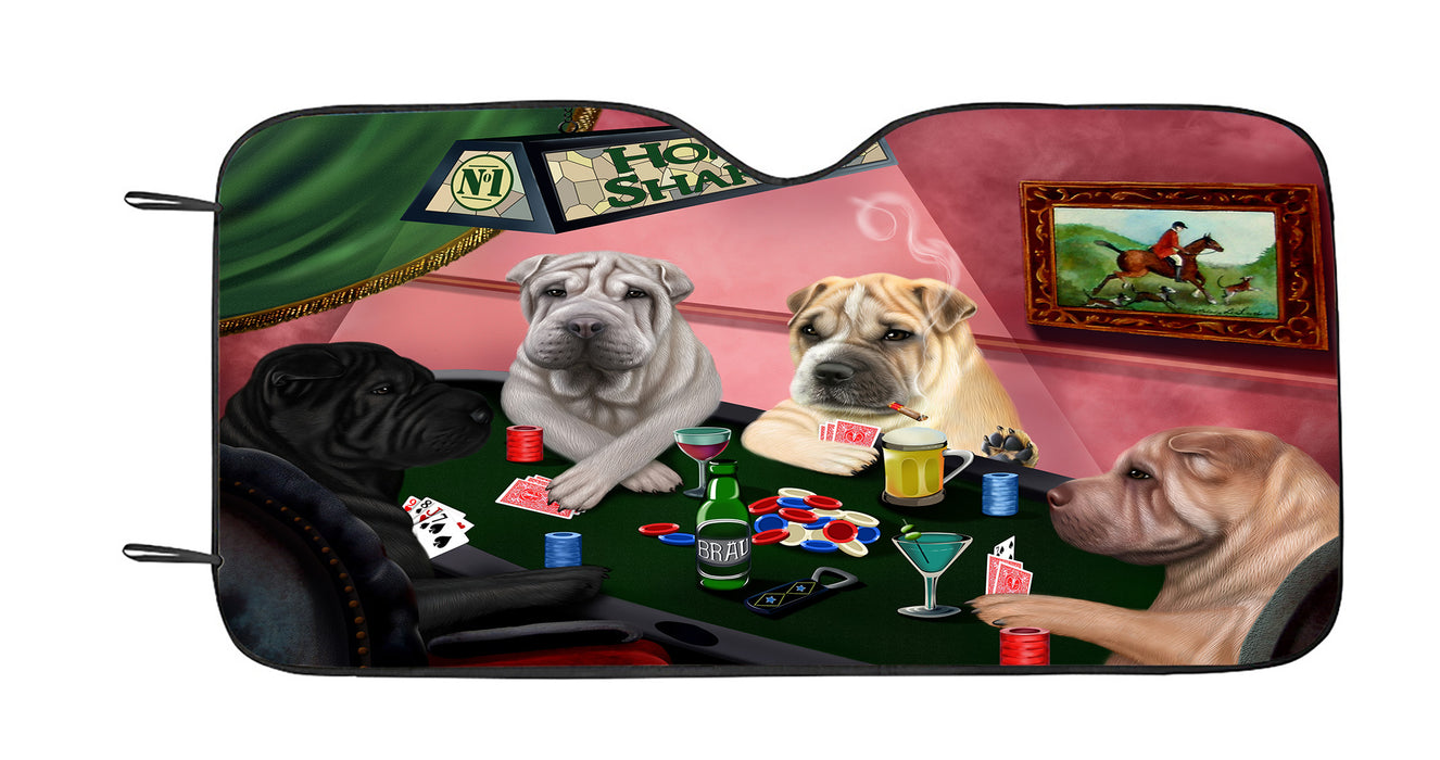 Home of  Shar Pei Dogs Playing Poker Car Sun Shade