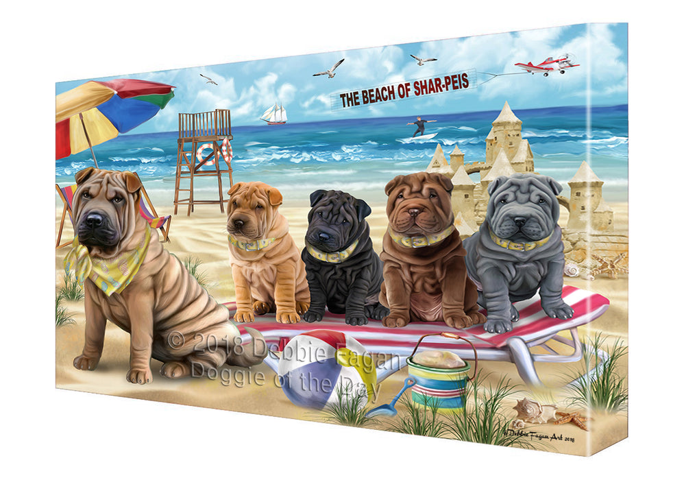 Pet Friendly Beach Shar Peis Dog Canvas Wall Art CVS53274