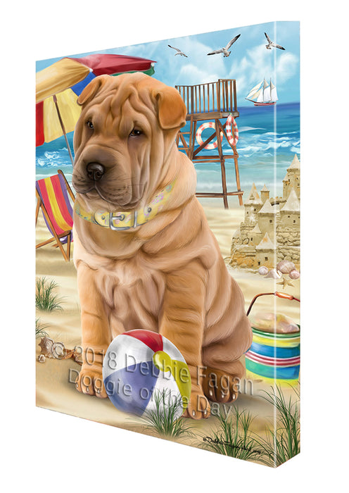 Pet Friendly Beach Shar Pei Dog Canvas Wall Art CVS53283