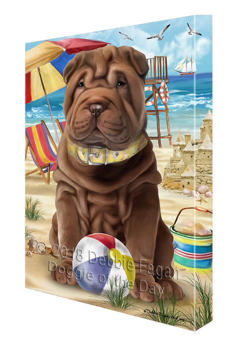 Pet Friendly Beach Shar Pei Dog Canvas Wall Art CVS53292