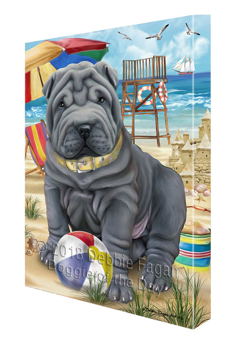 Pet Friendly Beach Shar Pei Dog Canvas Wall Art CVS53310