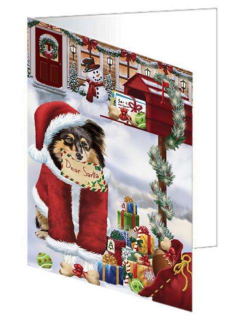 Shetland Sheepdog Dear Santa Letter Christmas Holiday Mailbox Handmade Artwork Assorted Pets Greeting Cards and Note Cards with Envelopes for All Occasions and Holiday Seasons GCD65813