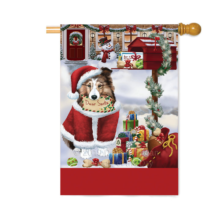 Personalized Happy Holidays Mailbox Shetland Sheepdog Christmas Custom House Flag FLG-DOTD-A60026