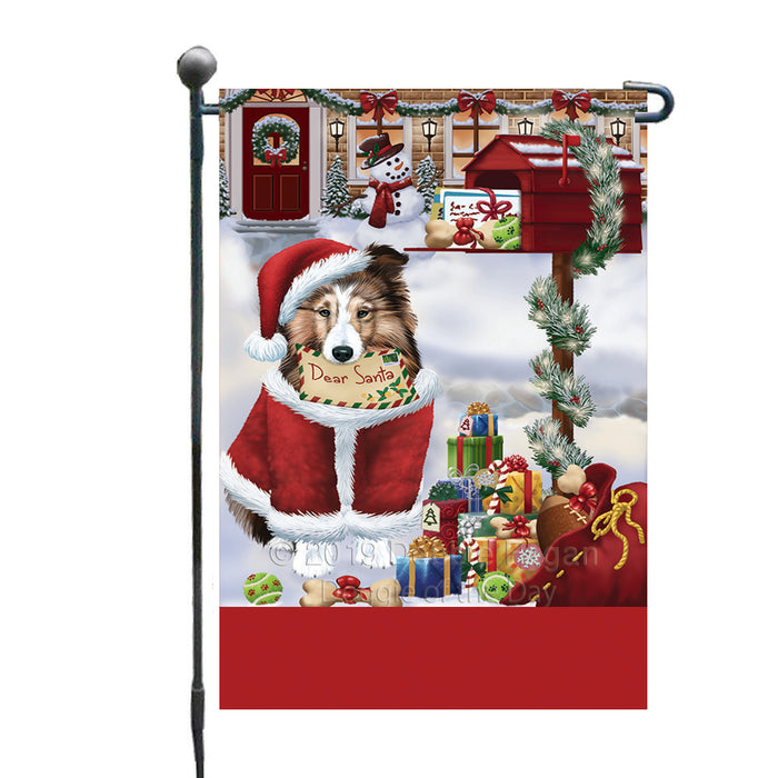 Personalized Happy Holidays Mailbox Shetland Sheepdog Christmas Custom Garden Flags GFLG-DOTD-A59970