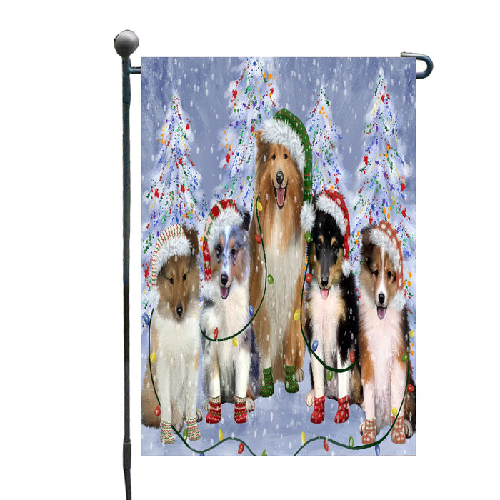 Christmas Lights and Shetland Sheepdogs Garden Flags- Outdoor Double Sided Garden Yard Porch Lawn Spring Decorative Vertical Home Flags 12 1/2"w x 18"h