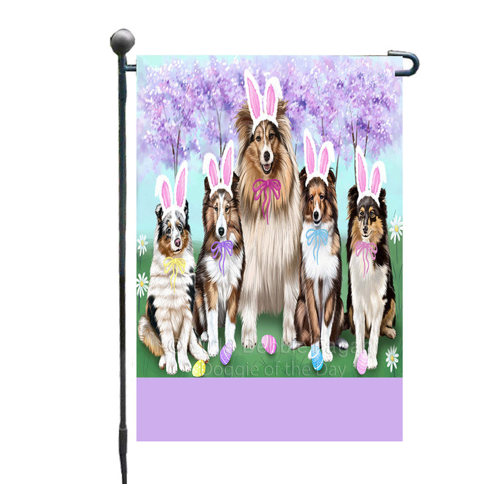 Personalized Easter Holiday Shetland Sheepdogs Custom Garden Flags GFLG-DOTD-A59001