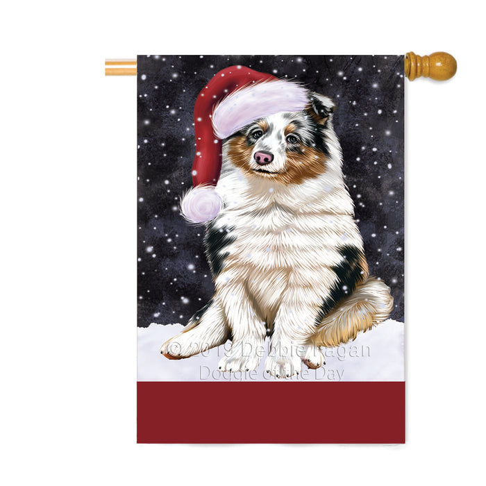 Personalized Let It Snow Happy Holidays Shetland Sheepdog Custom House Flag FLG-DOTD-A62497