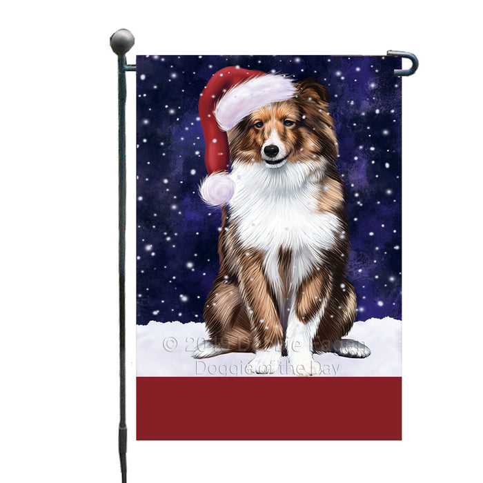 Personalized Let It Snow Happy Holidays Shetland Sheepdog Custom Garden Flags GFLG-DOTD-A62442