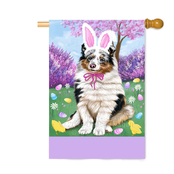 Personalized Easter Holiday Shetland Sheepdog Custom House Flag FLG-DOTD-A59061