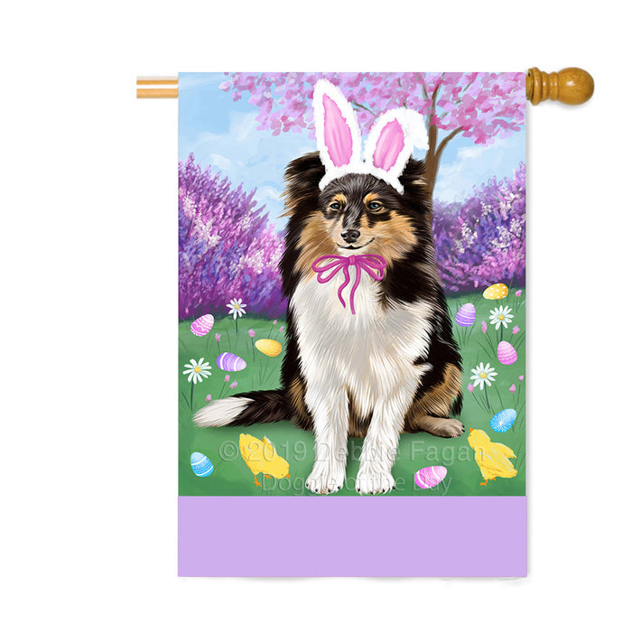 Personalized Easter Holiday Shetland Sheepdog Custom House Flag FLG-DOTD-A59059