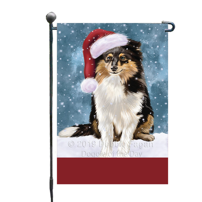 Personalized Let It Snow Happy Holidays Shetland Sheepdog Custom Garden Flags GFLG-DOTD-A62443