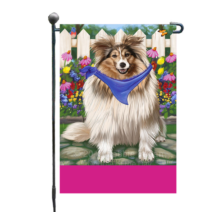 Personalized Spring Floral Shetland Sheepdog Custom Garden Flags GFLG-DOTD-A62988