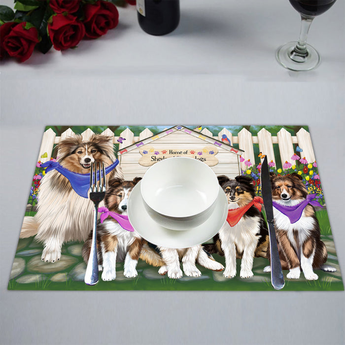 Spring Dog House Shetland Sheepdogs Placemat