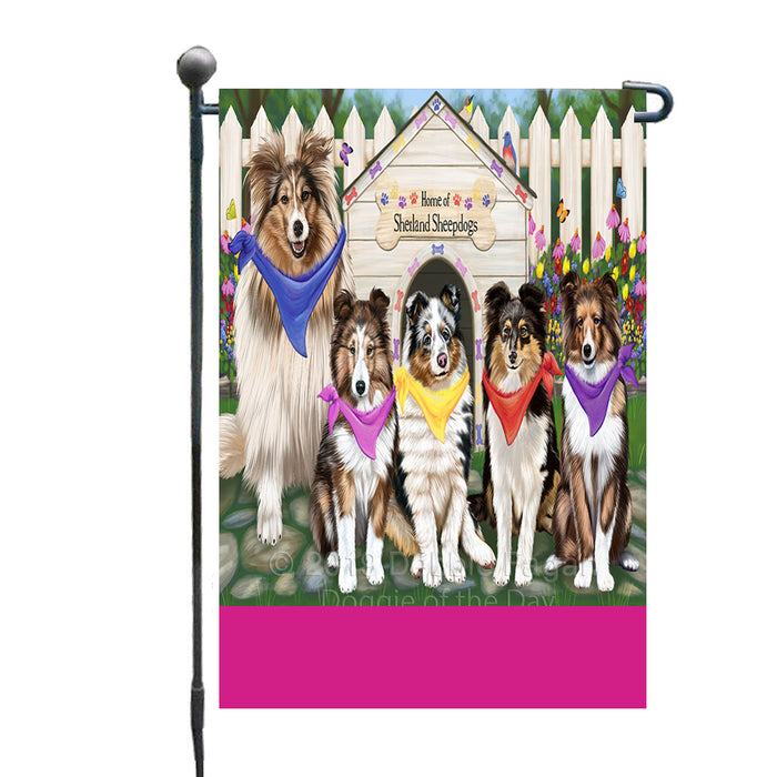 Personalized Spring Dog House Shetland Sheepdogs Custom Garden Flags GFLG-DOTD-A62989
