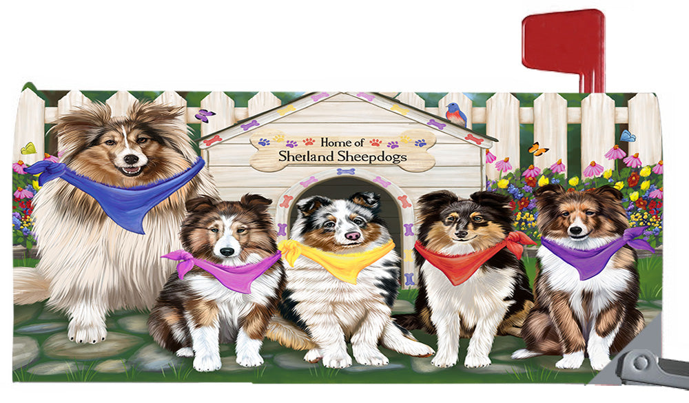Spring Dog House Shetland Sheepdogs Magnetic Mailbox Cover MBC48674