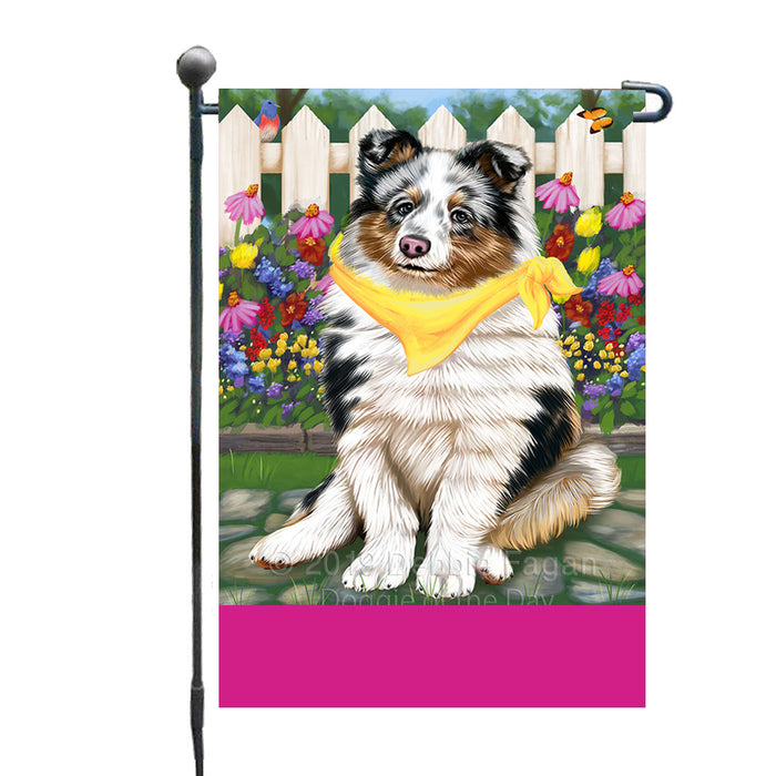 Personalized Spring Floral Shetland Sheepdog Custom Garden Flags GFLG-DOTD-A62991