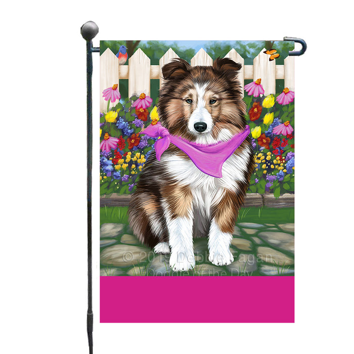 Personalized Spring Floral Shetland Sheepdog Custom Garden Flags GFLG-DOTD-A62992