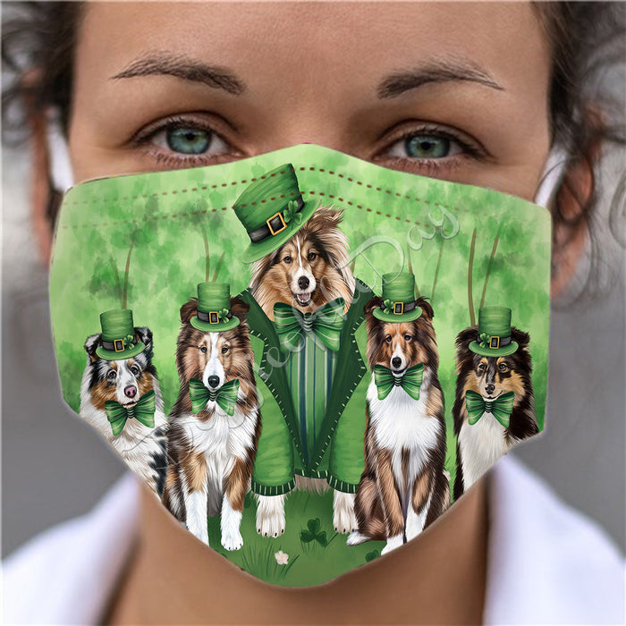 St. Patricks Day Irish Shetland Sheepdogs Face Mask FM50186