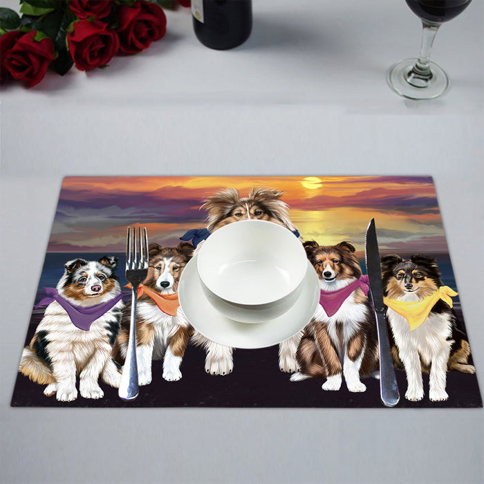 Family Sunset Portrait Shetland Sheepdogs Placemat