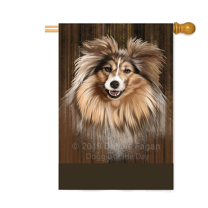 Personalized Rustic Shetland Sheepdog Custom House Flag FLG64703