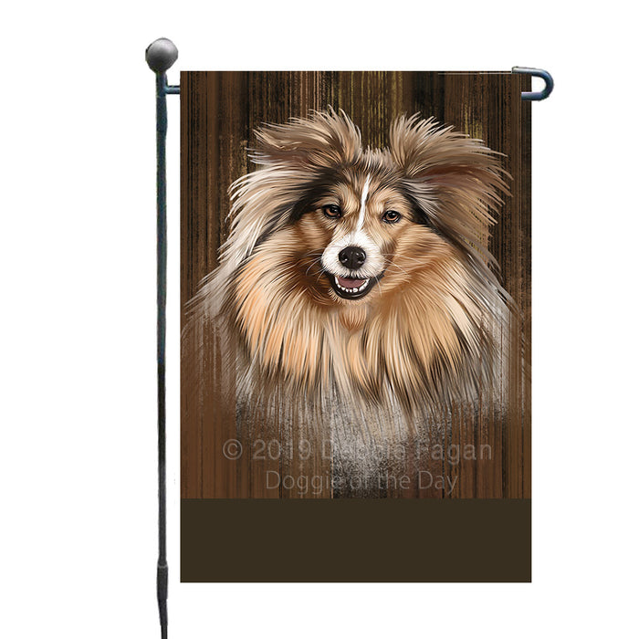 Personalized Rustic Shetland Sheepdog Custom Garden Flag GFLG63626