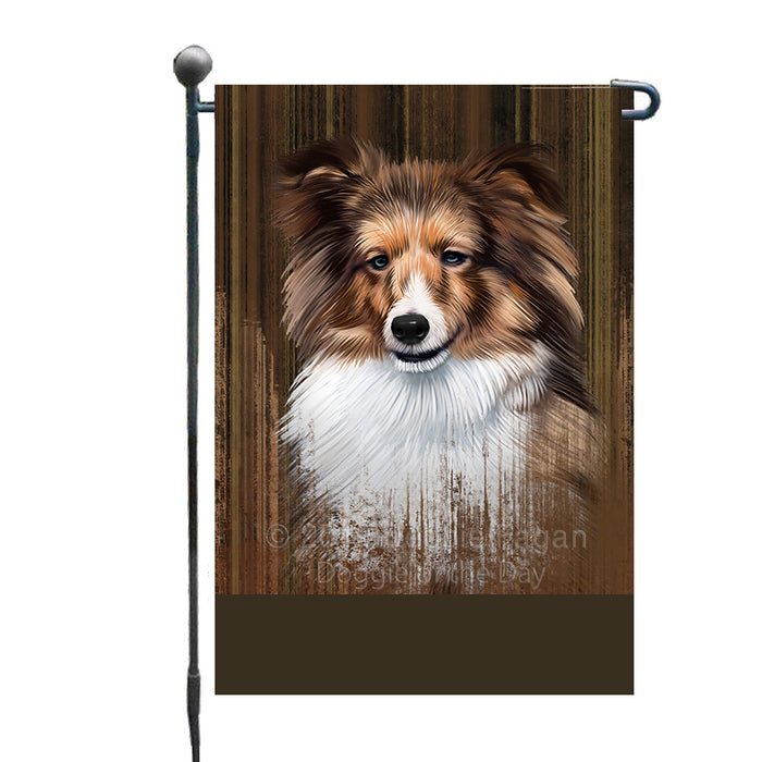 Personalized Rustic Shetland Sheepdog Custom Garden Flag GFLG63627