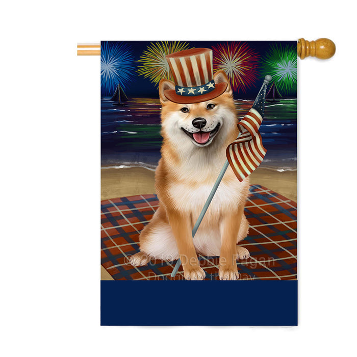 Personalized 4th of July Firework Shiba Inu Dog Custom House Flag FLG-DOTD-A58139