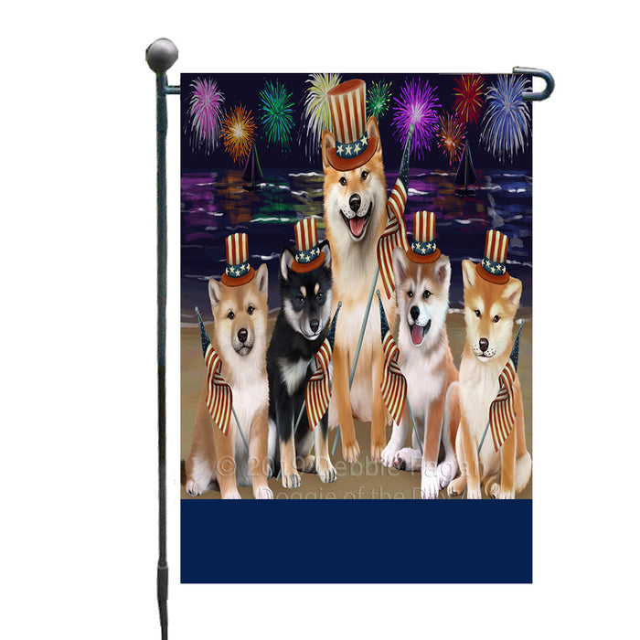 Personalized 4th of July Firework Shiba Inu Dogs Custom Garden Flags GFLG-DOTD-A58084
