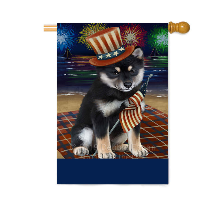 Personalized 4th of July Firework Shiba Inu Dog Custom House Flag FLG-DOTD-A58142