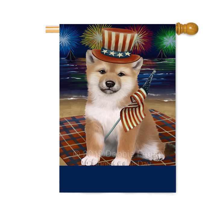 Personalized 4th of July Firework Shiba Inu Dog Custom House Flag FLG-DOTD-A58141