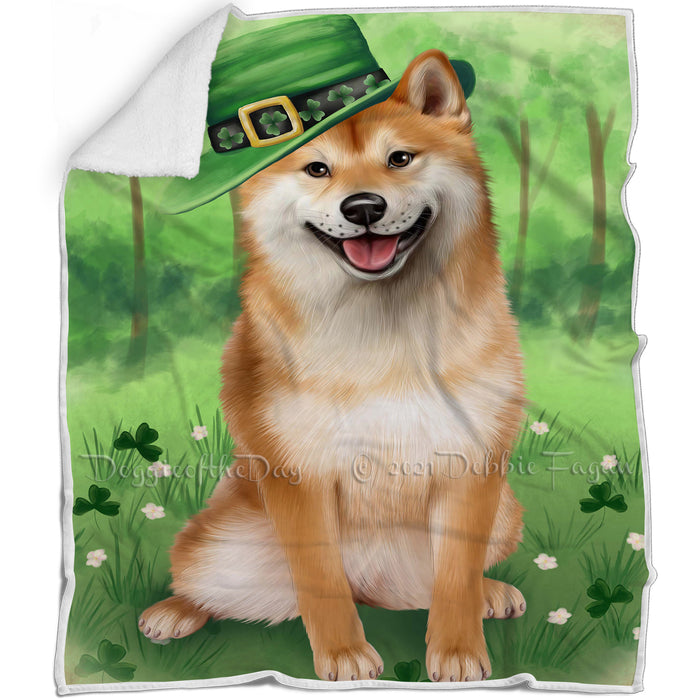 St. Patricks Day Irish Portrait Shiba Inu Dog Blanket BLNKT59070