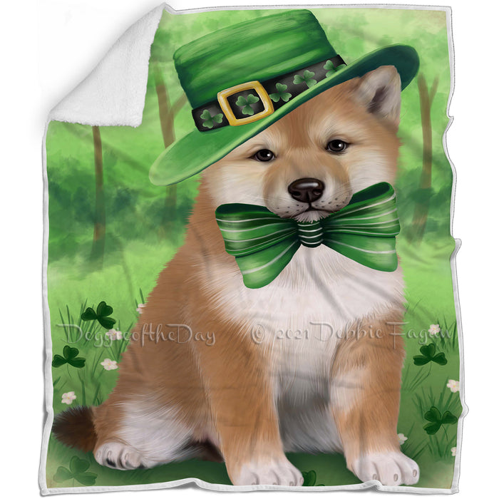 St. Patricks Day Irish Portrait Shiba Inu Dog Blanket BLNKT59088