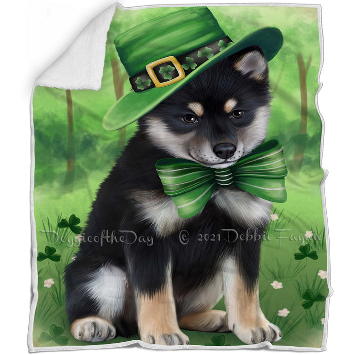 St. Patricks Day Irish Portrait Shiba Inu Dog Blanket BLNKT59097