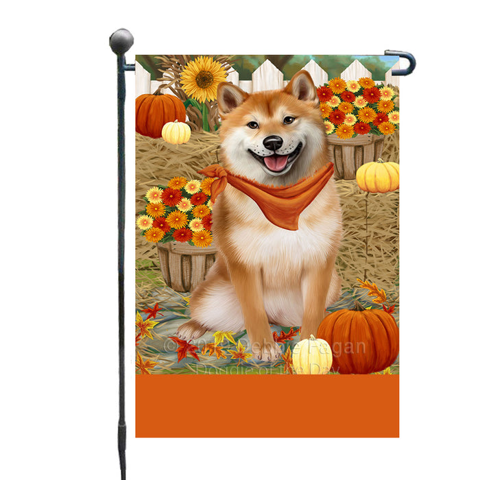 Personalized Fall Autumn Greeting Shiba Inu Dog with Pumpkins Custom Garden Flags GFLG-DOTD-A62050