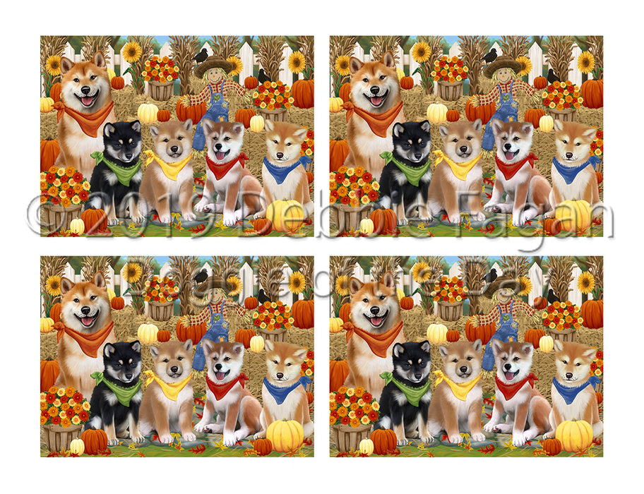 Fall Festive Harvest Time Gathering Shiba Inu Dogs Placemat