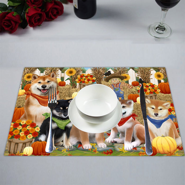 Fall Festive Harvest Time Gathering Shiba Inu Dogs Placemat