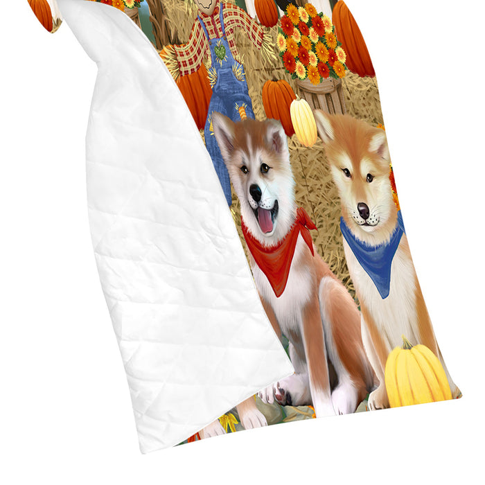 Fall Festive Harvest Time Gathering Shiba Inu Dogs Quilt