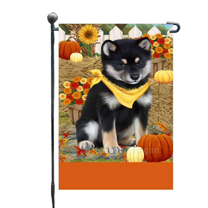 Personalized Fall Autumn Greeting Shiba Inu Dog with Pumpkins Custom Garden Flags GFLG-DOTD-A62053