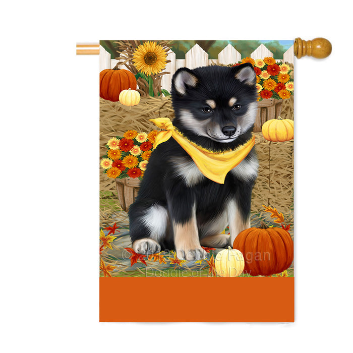 Personalized Fall Autumn Greeting Shiba Inu Dog with Pumpkins Custom House Flag FLG-DOTD-A62109