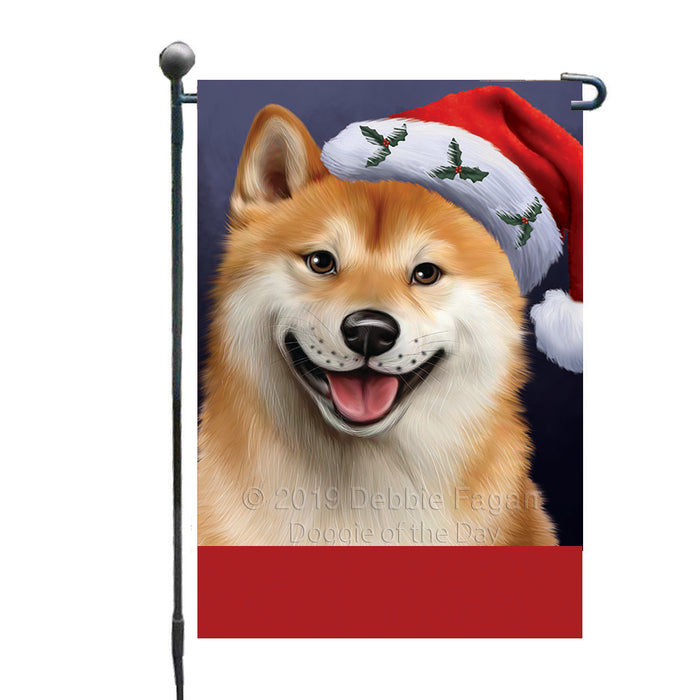 Personalized Christmas Holidays Shiba Inu Dog Wearing Santa Hat Portrait Head Custom Garden Flags GFLG-DOTD-A59858