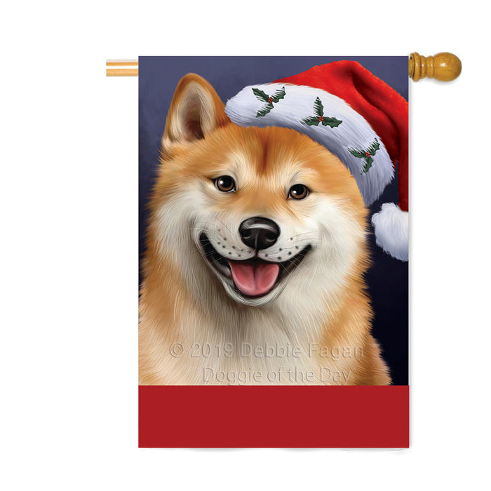 Personalized Christmas Holidays Shiba Inu Dog Wearing Santa Hat Portrait Head Custom House Flag FLG-DOTD-A59914
