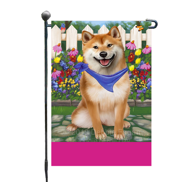 Personalized Spring Floral Shiba Inu Dog Custom Garden Flags GFLG-DOTD-A62993